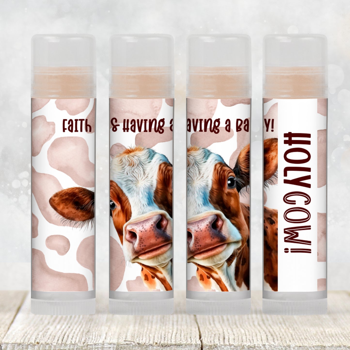 Holy Cow Lip Balm Label Template: Farm Birthday or Baby Shower Favor
