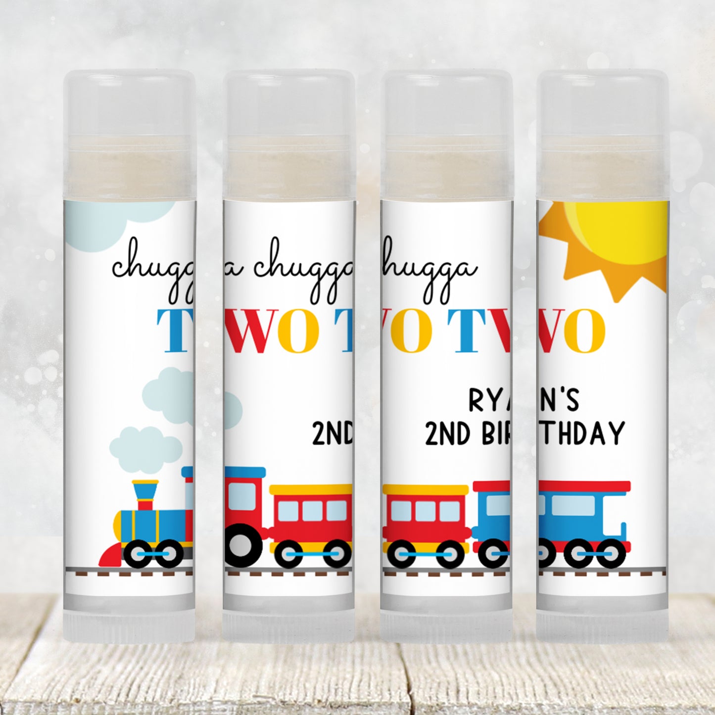Chugga Chugga Two Two Chapstick Favors: Train 2nd Birthday Party Gift