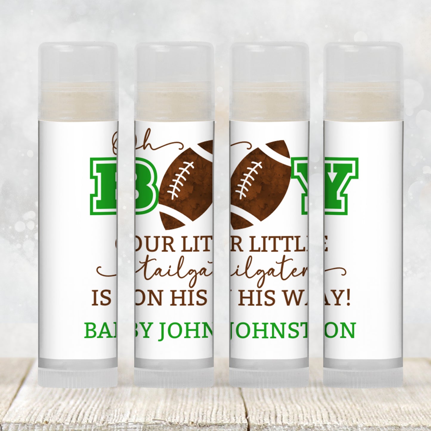 Football Chapstick Favors: Baby Boy Shower, Sports Theme, Fall Party Gift