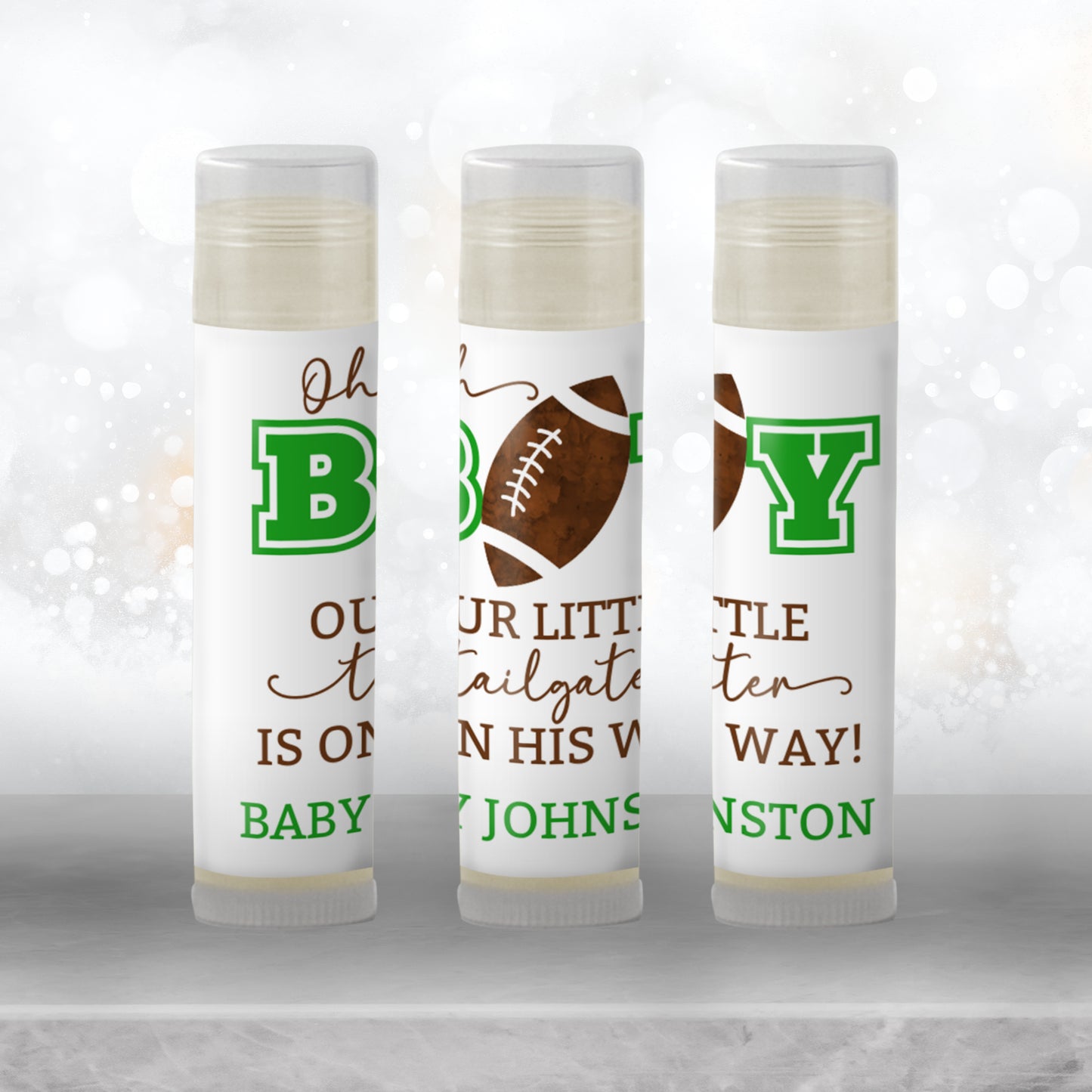 Football Lip Balm Label Template: Sports Baby Shower Favor for Boy