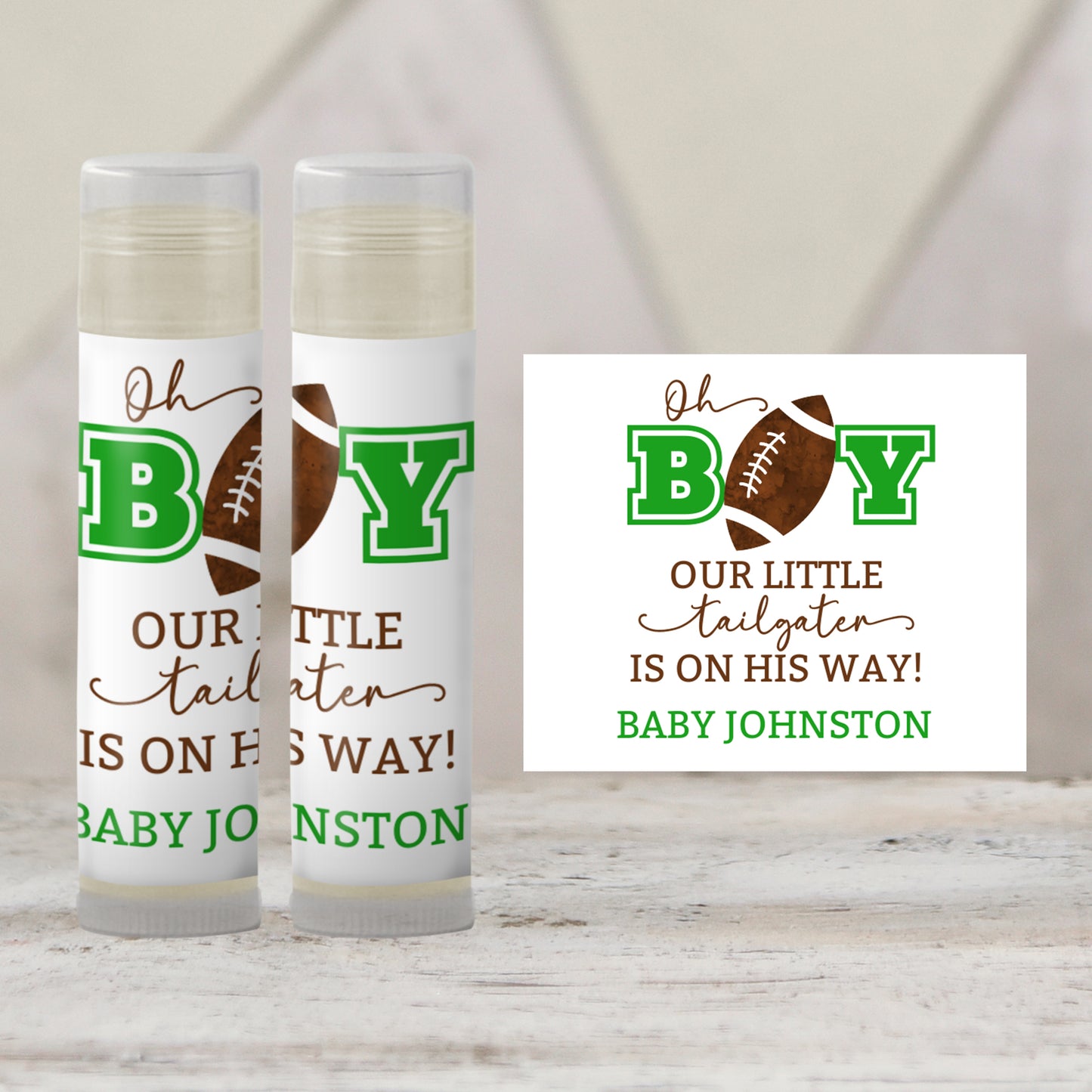 Football Lip Balm Label Template: Sports Baby Shower Favor for Boy