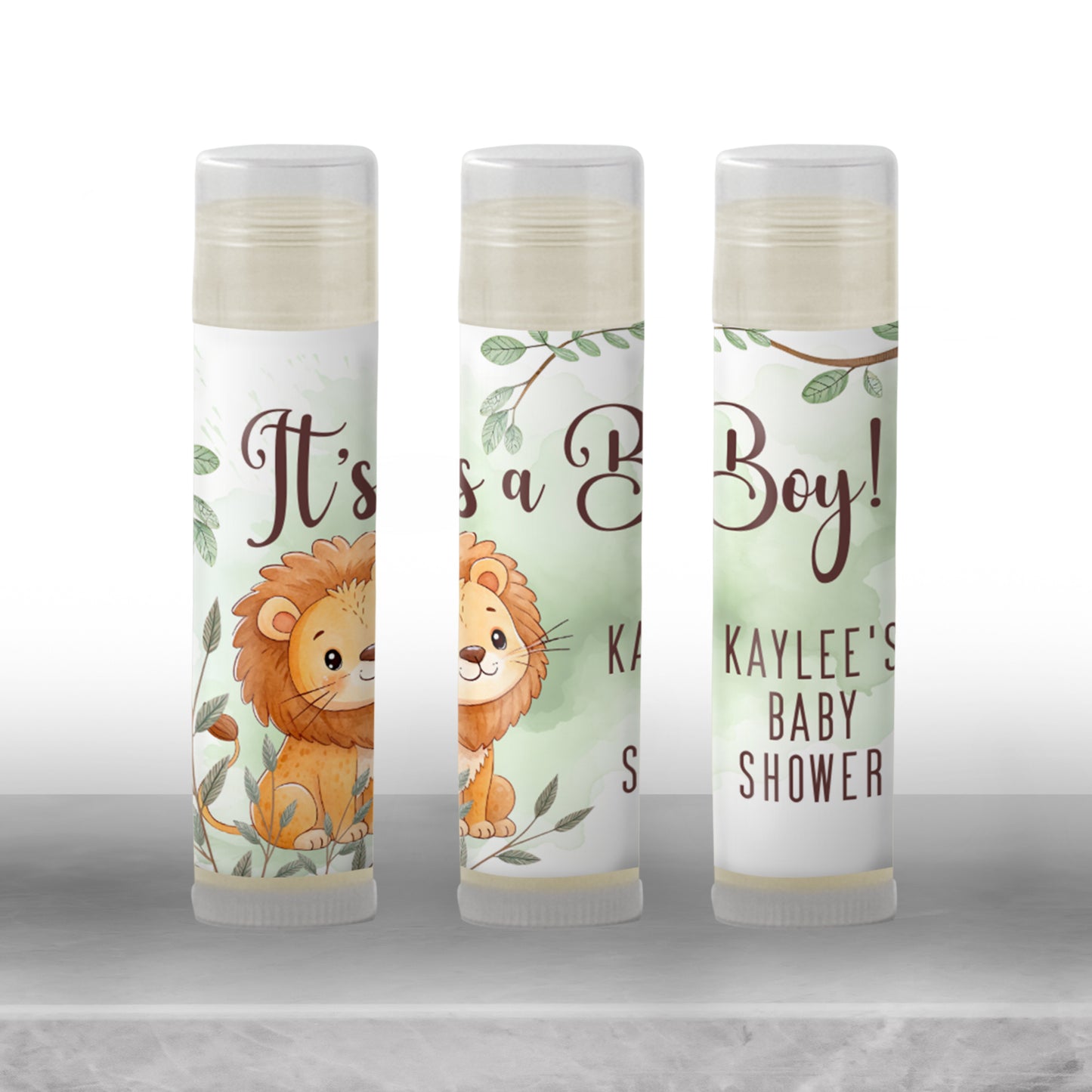 Lion Chapstick Label Template: Jungle Safari Baby Shower Favor for Boy