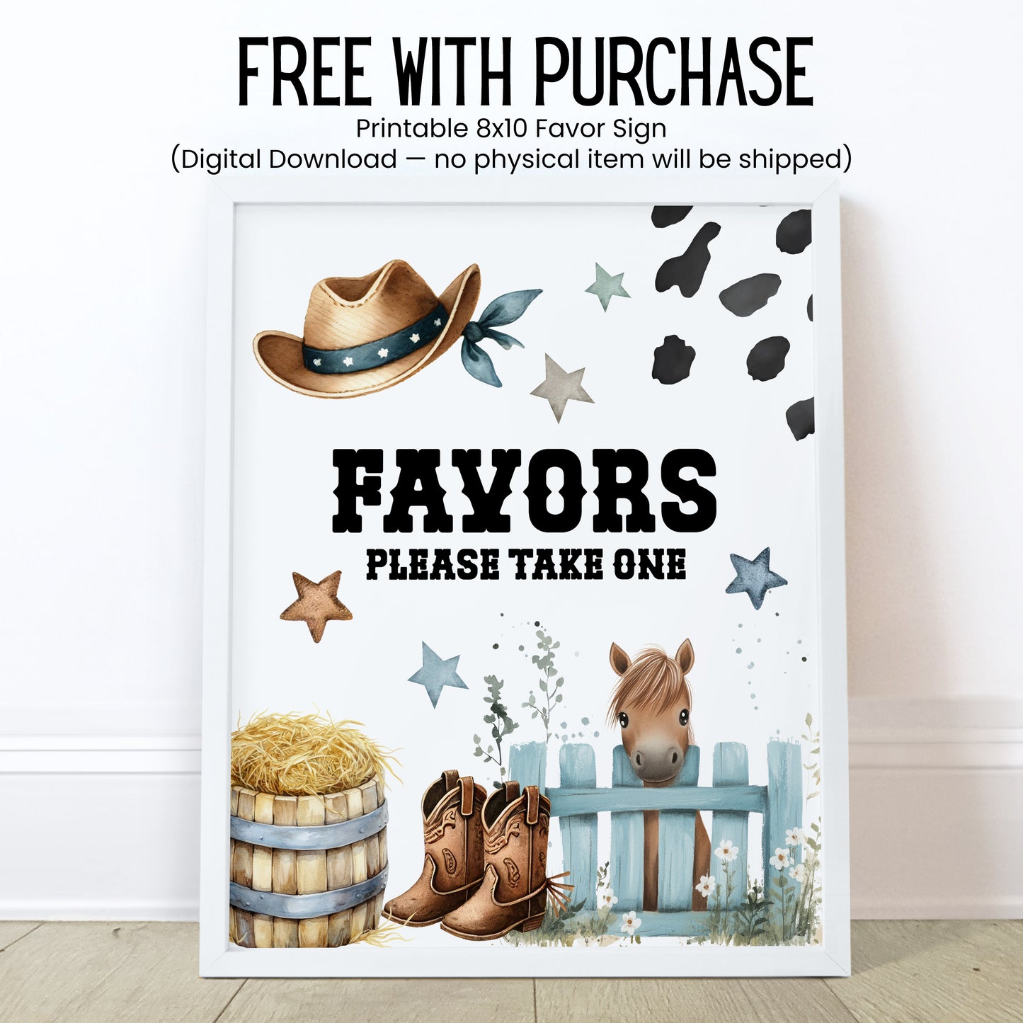 Little Cowboy Chapstick Label Template: Western Baby Shower Favor for Boy