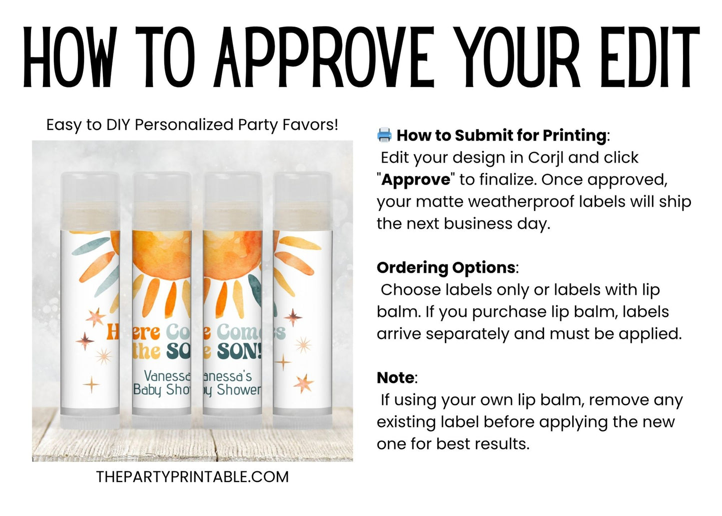Here Comes the Son Chapstick Favors: Retro Baby Boy Shower Gift