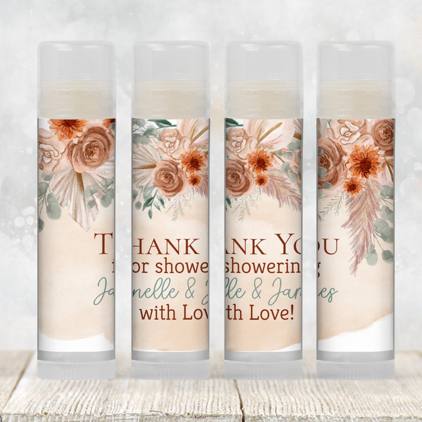Fall Boho Floral Chapstick Favors: Baby Shower, Wedding, or Birthday Gift