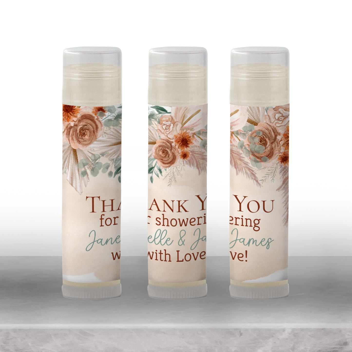 Fall Boho Floral Chapstick Favors: Baby Shower, Wedding, or Birthday Gift
