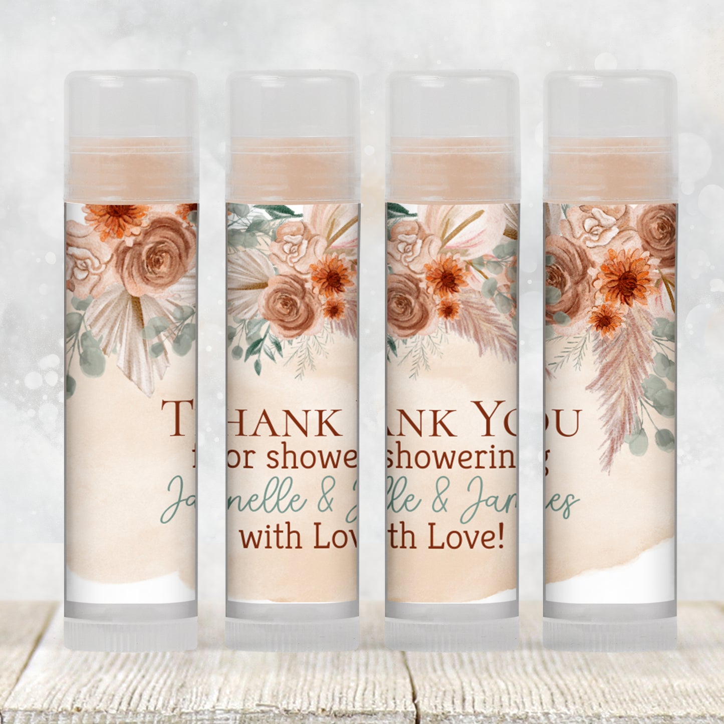 Fall Boho Floral Lip Balm Label Template: Baby Shower or Wedding Favor