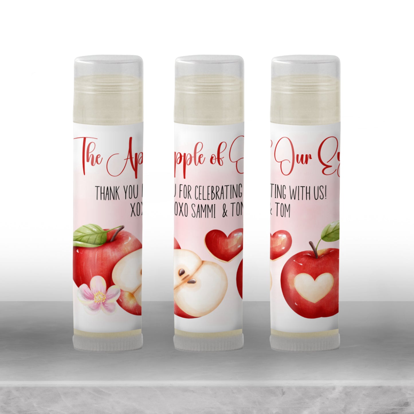 Apple of My Eye Lip Balm Label Template: Fall Baby Shower Favor for Girl