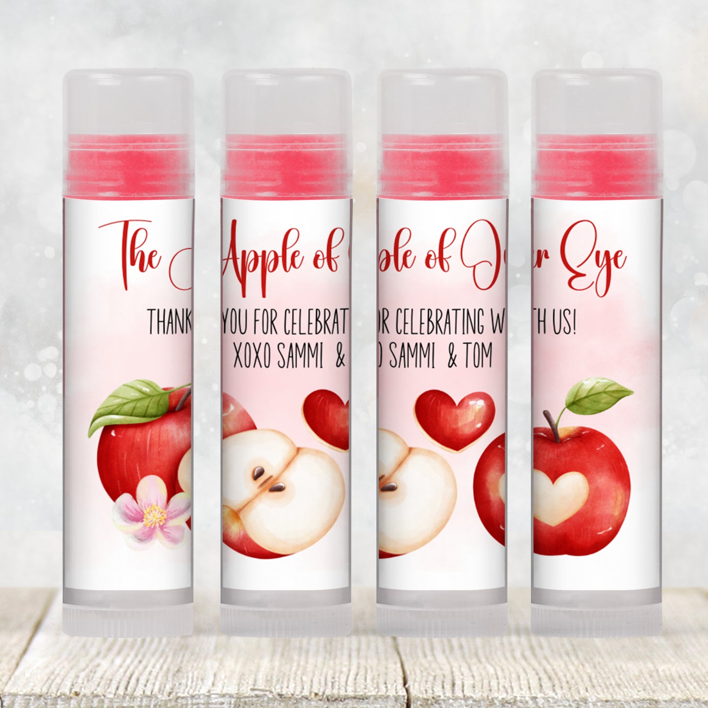 Apple of My Eye Lip Balm Label Template: Fall Baby Shower Favor for Girl