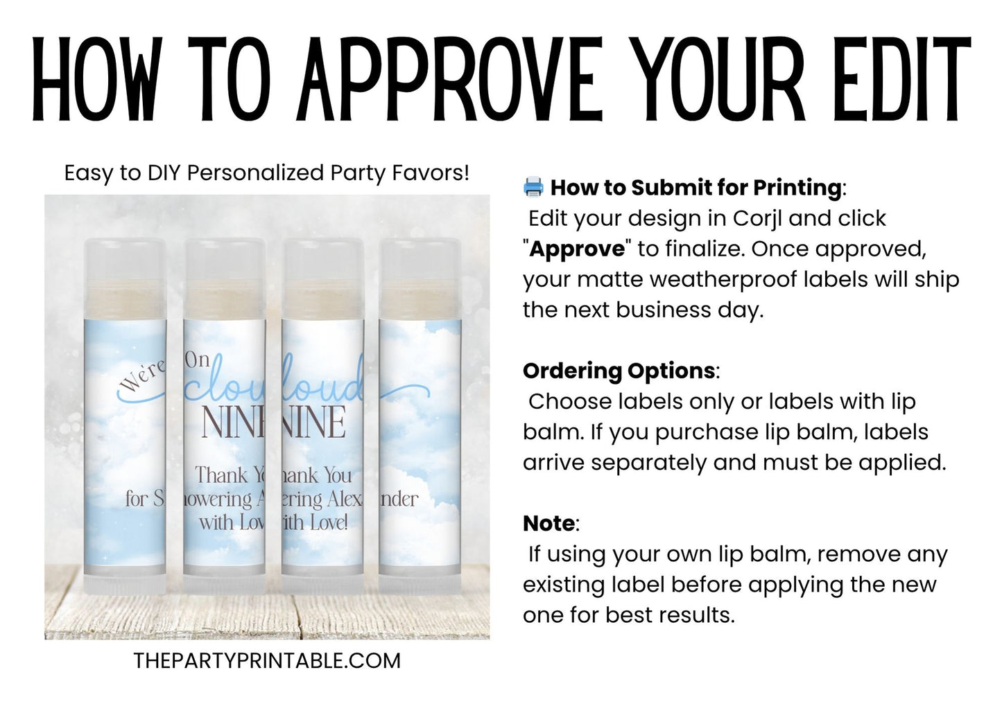 Cloud Nine Chapstick Favors: Blue Baby Shower, Bridal Shower, or Party Gift