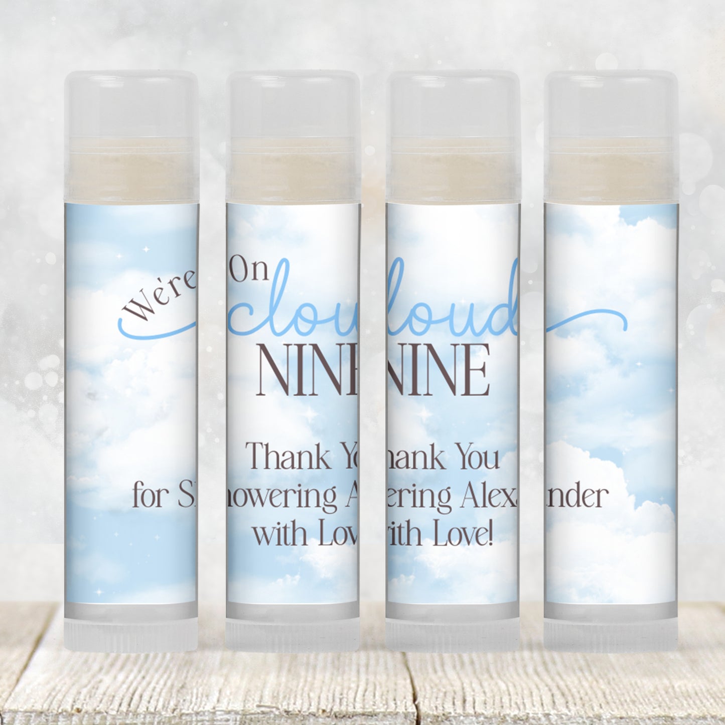 Cloud Nine Chapstick Favors: Blue Baby Shower, Bridal Shower, or Party Gift
