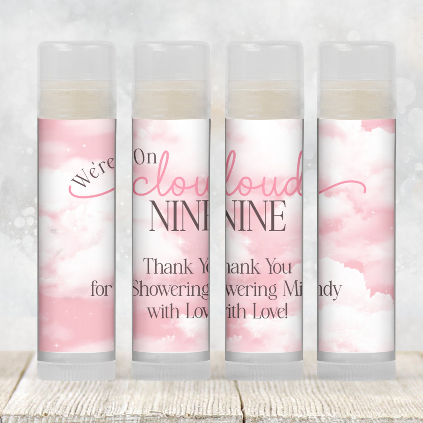 Cloud Nine Chapstick Favors: Pink Baby Shower, Bridal, or 9th Birthday Gift