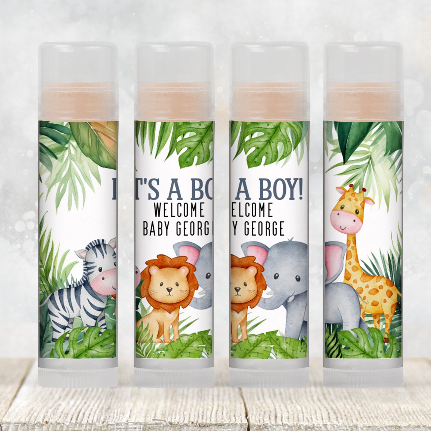 Jungle Safari Lip Balm Label Template: Baby Shower or Kids Birthday Favor