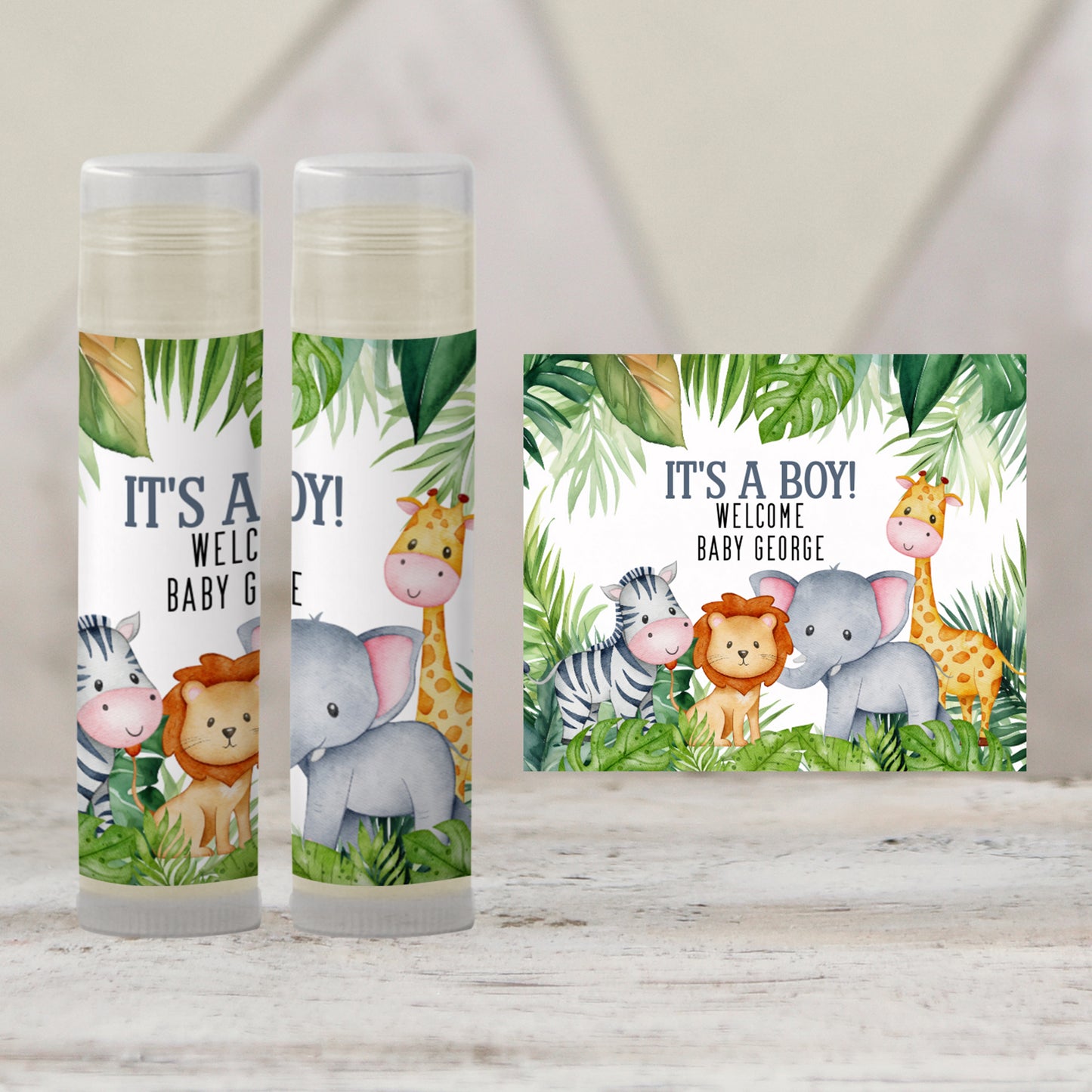 Jungle Safari Chapstick Favors: Baby Shower or Kids Birthday Party Gift