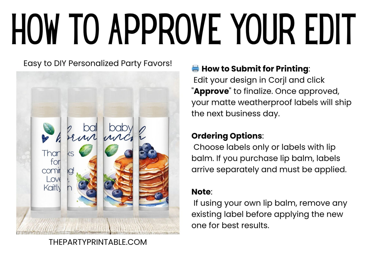 Blueberry Pancakes Chapstick Favors: Brunch Baby Shower or Berry Sweet Party Gift