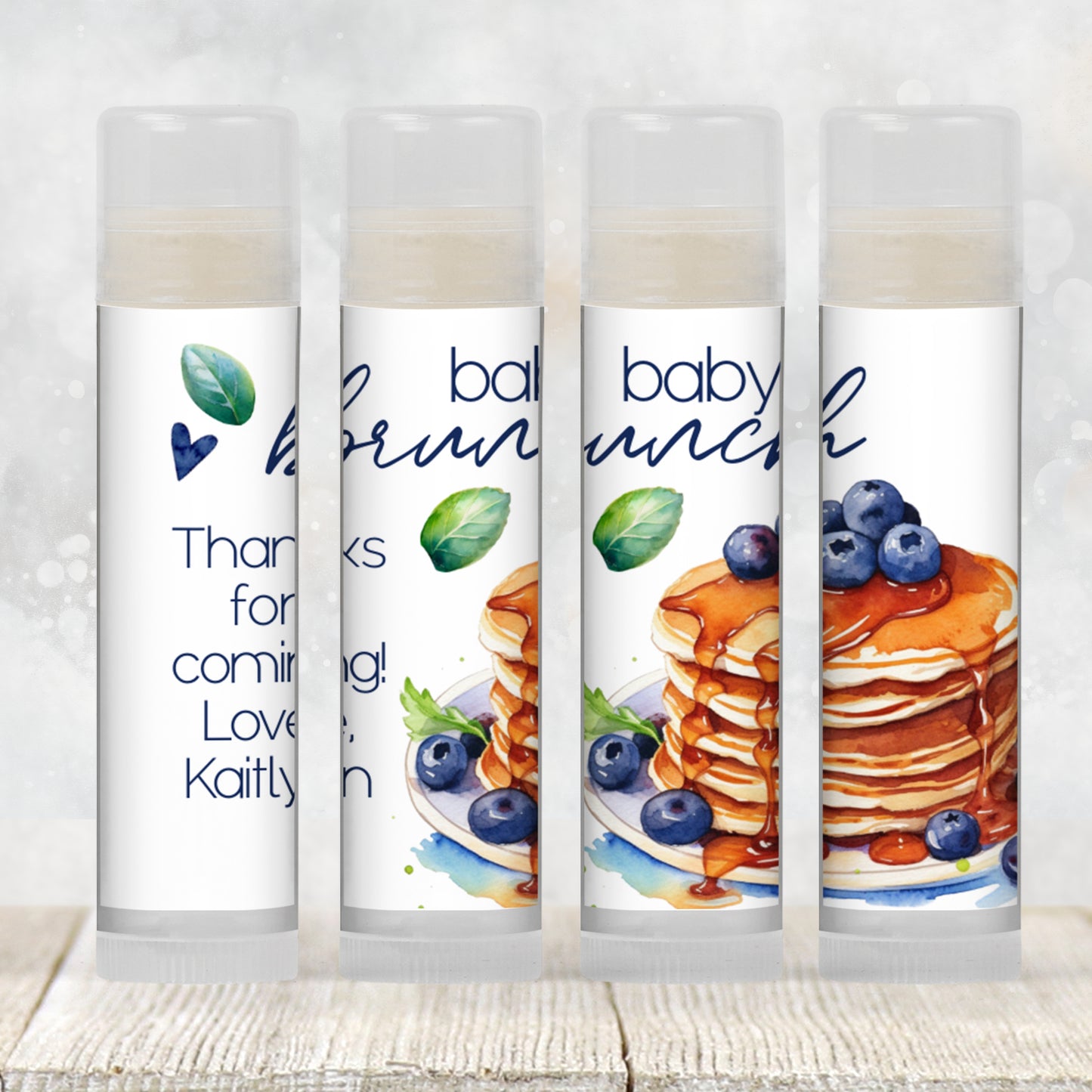 Blueberry Pancakes Chapstick Favors: Brunch Baby Shower or Berry Sweet Party Gift