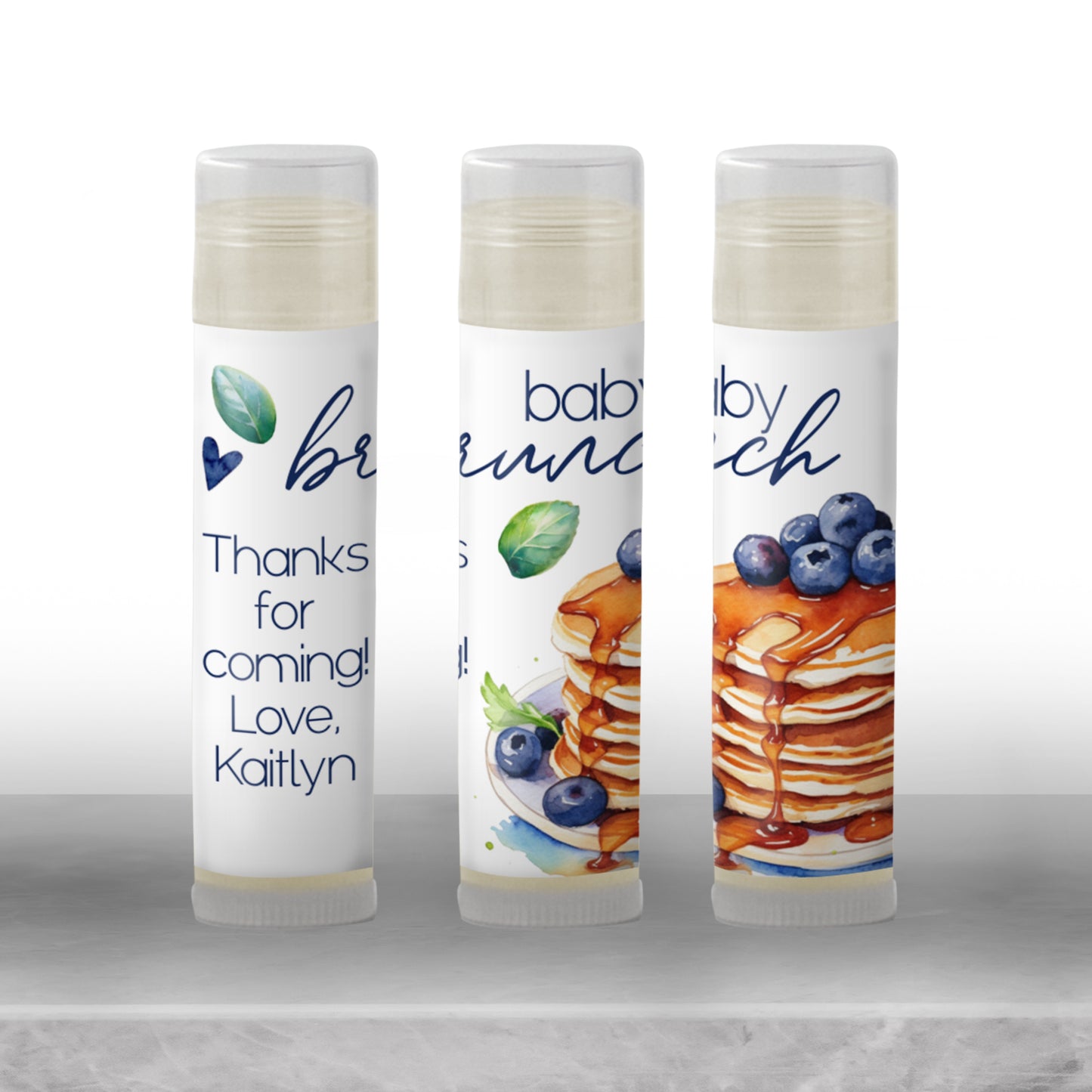 Blueberry Pancakes Chapstick Favors: Brunch Baby Shower or Berry Sweet Party Gift