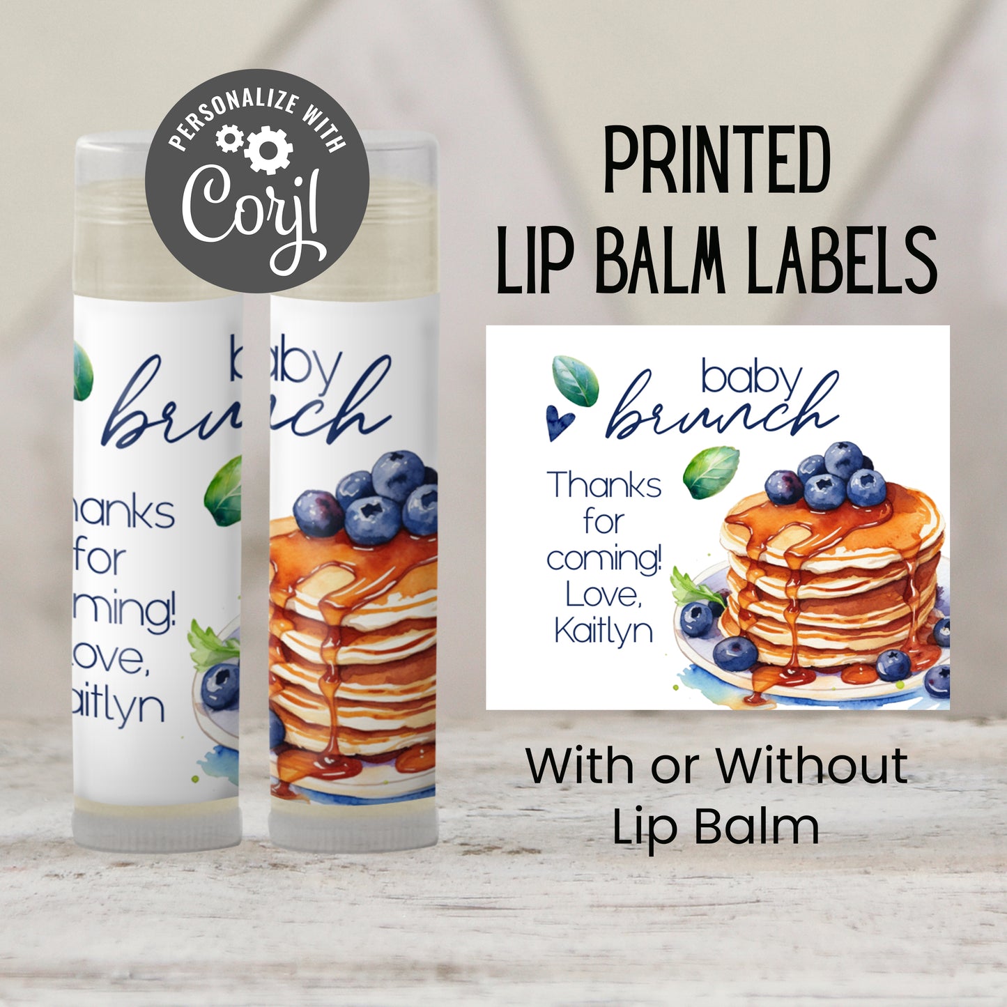 Blueberry Pancakes Chapstick Favors: Brunch Baby Shower or Berry Sweet Party Gift
