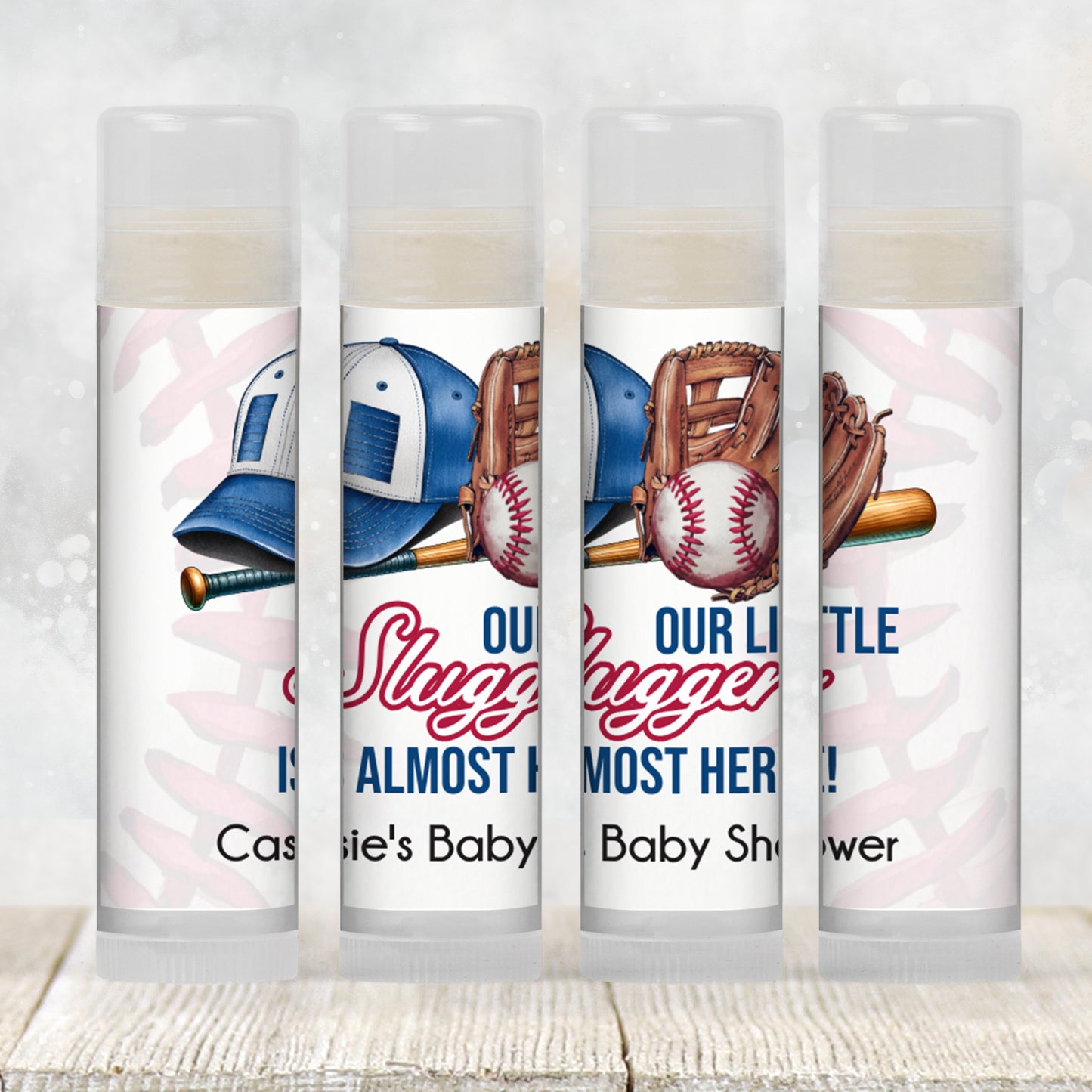 Baseball Chapstick Favors: Little Slugger Boy Baby Shower or Rookie MVP Party Gift