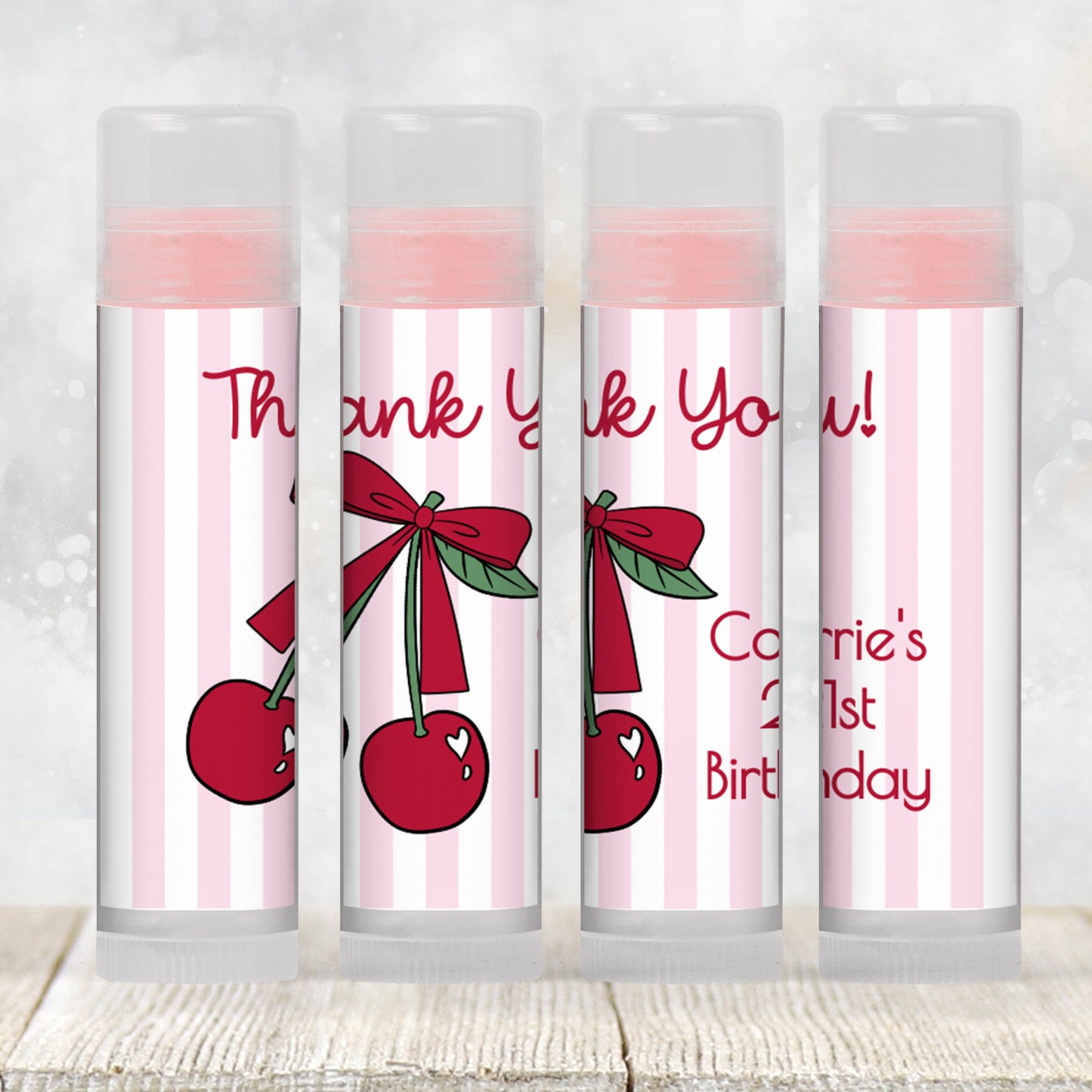 Printable Cherry Chapstick Label TEMPLATE | Birthday Party or Bachelorette Favor | Editable Lip Balm Party Favor | Red Fruit Theme DIY, 2203