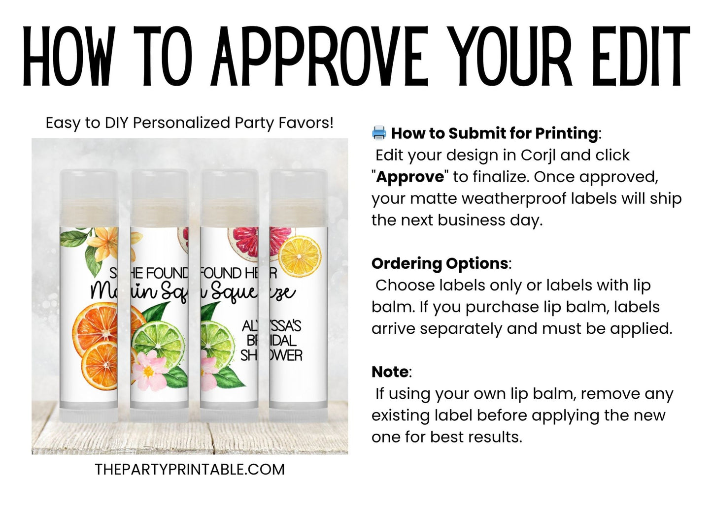 She Found Her Main Squeeze Chapstick Favors: Summer Citrus Bridal Shower Gift