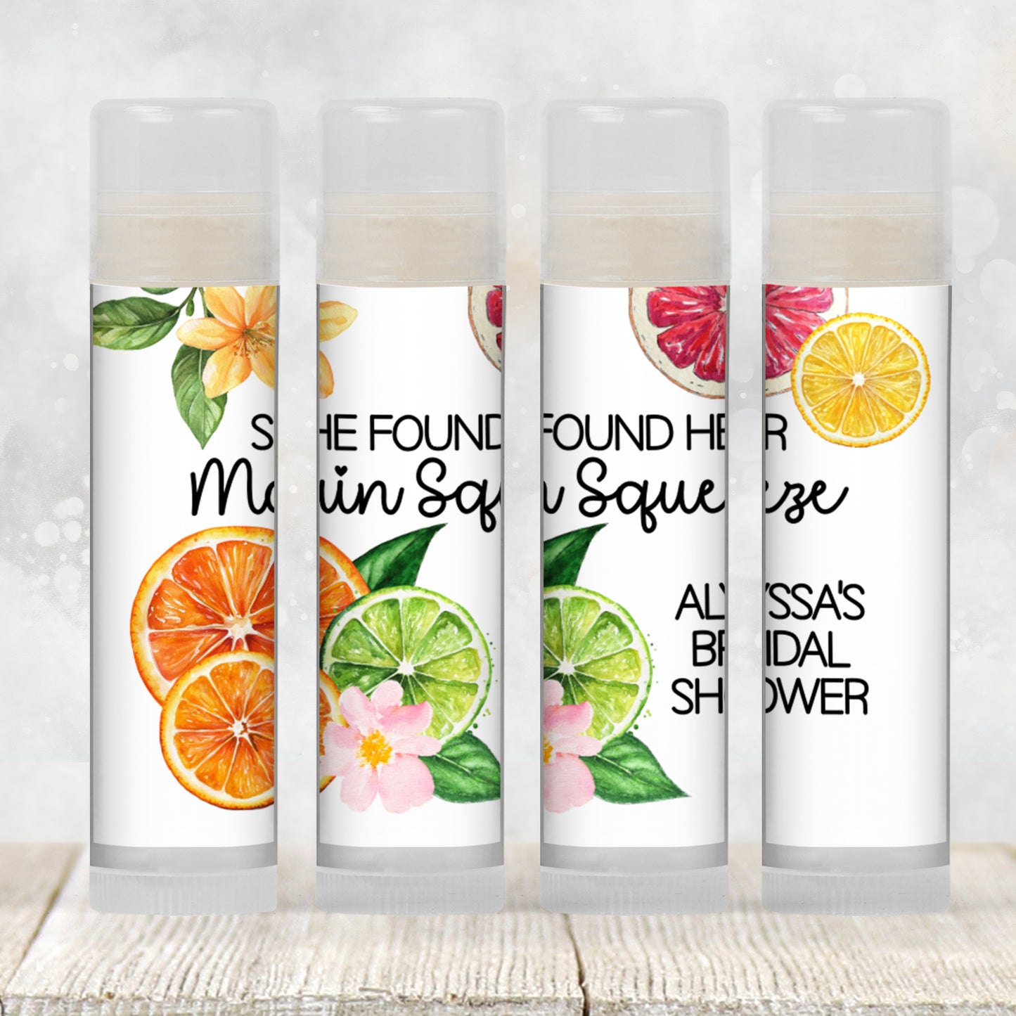 She Found Her Main Squeeze Chapstick Favors: Summer Citrus Bridal Shower Gift