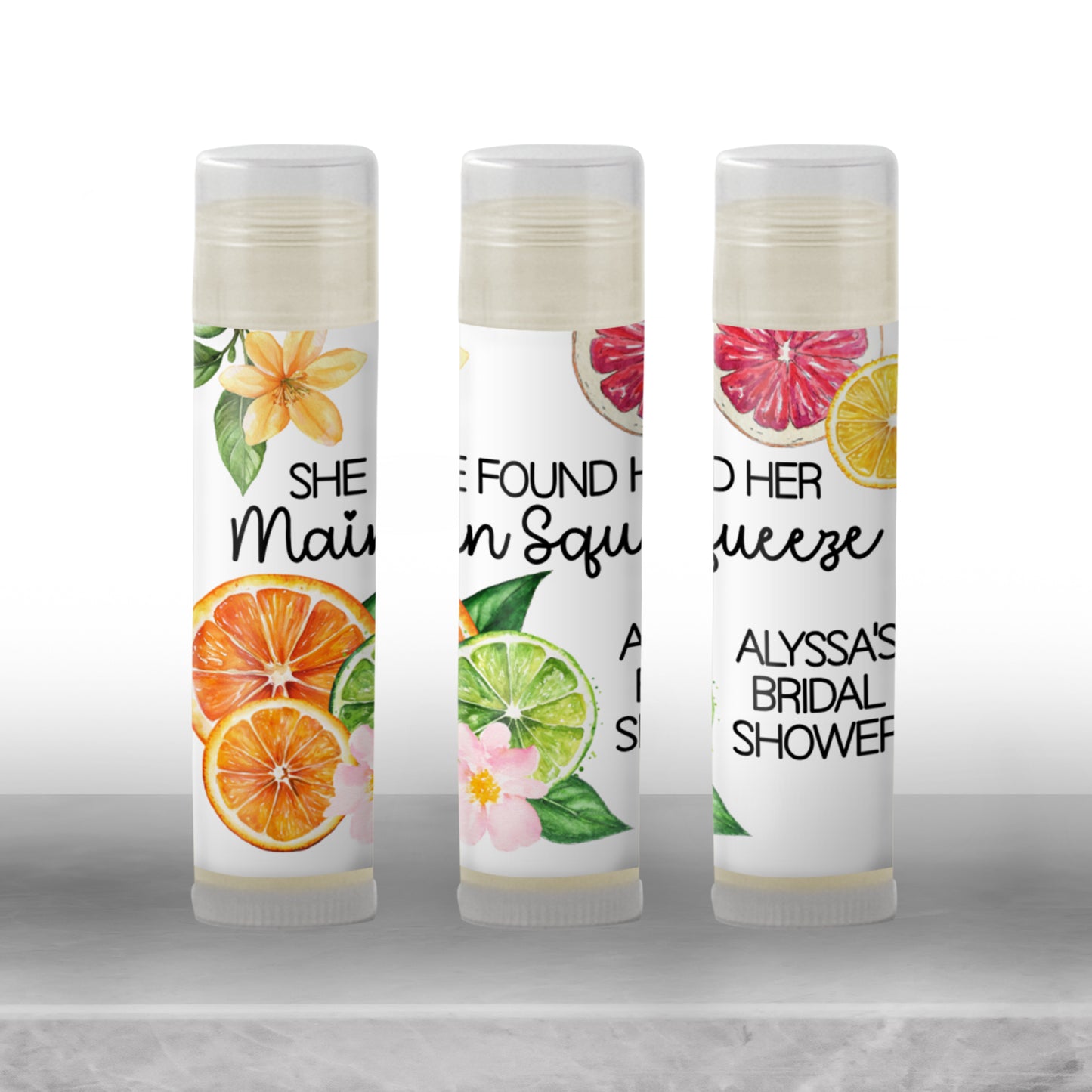 She Found Her Main Squeeze Chapstick Favors: Summer Citrus Bridal Shower Gift
