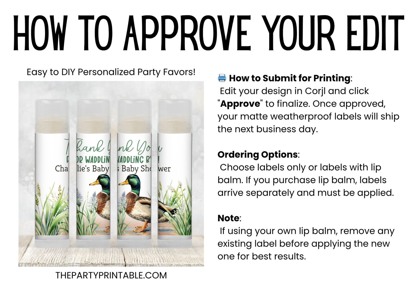 Mallard Duck Chapstick Favors: Rustic Hunting Theme Boy Baby Shower Gift