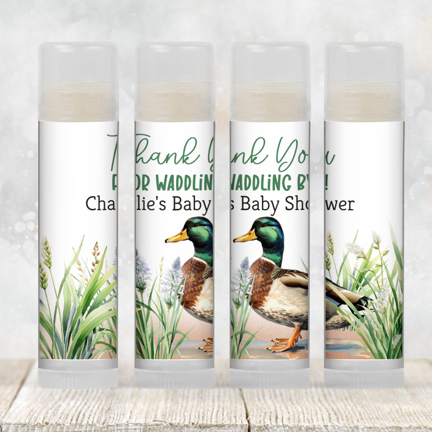 Mallard Duck Chapstick Favors: Rustic Hunting Theme Boy Baby Shower Gift