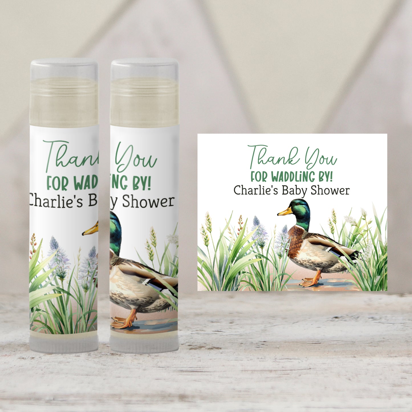 Mallard Duck Lip Balm Label Template: Woodland Little Hunter Boy Party Favor