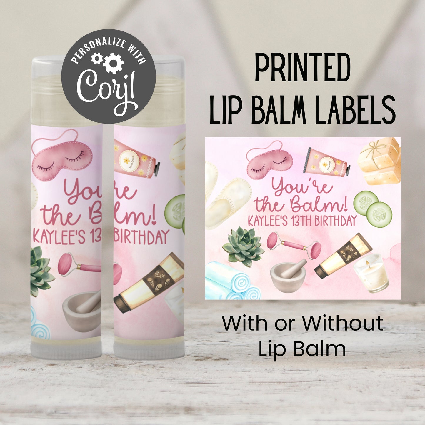 Editable Spa Day Party Favor | Lip Balm Favor | Pamper Party Favor | Spa Birthday Party Favors | Slumber/Sleepover Spa Party Favors, 2402