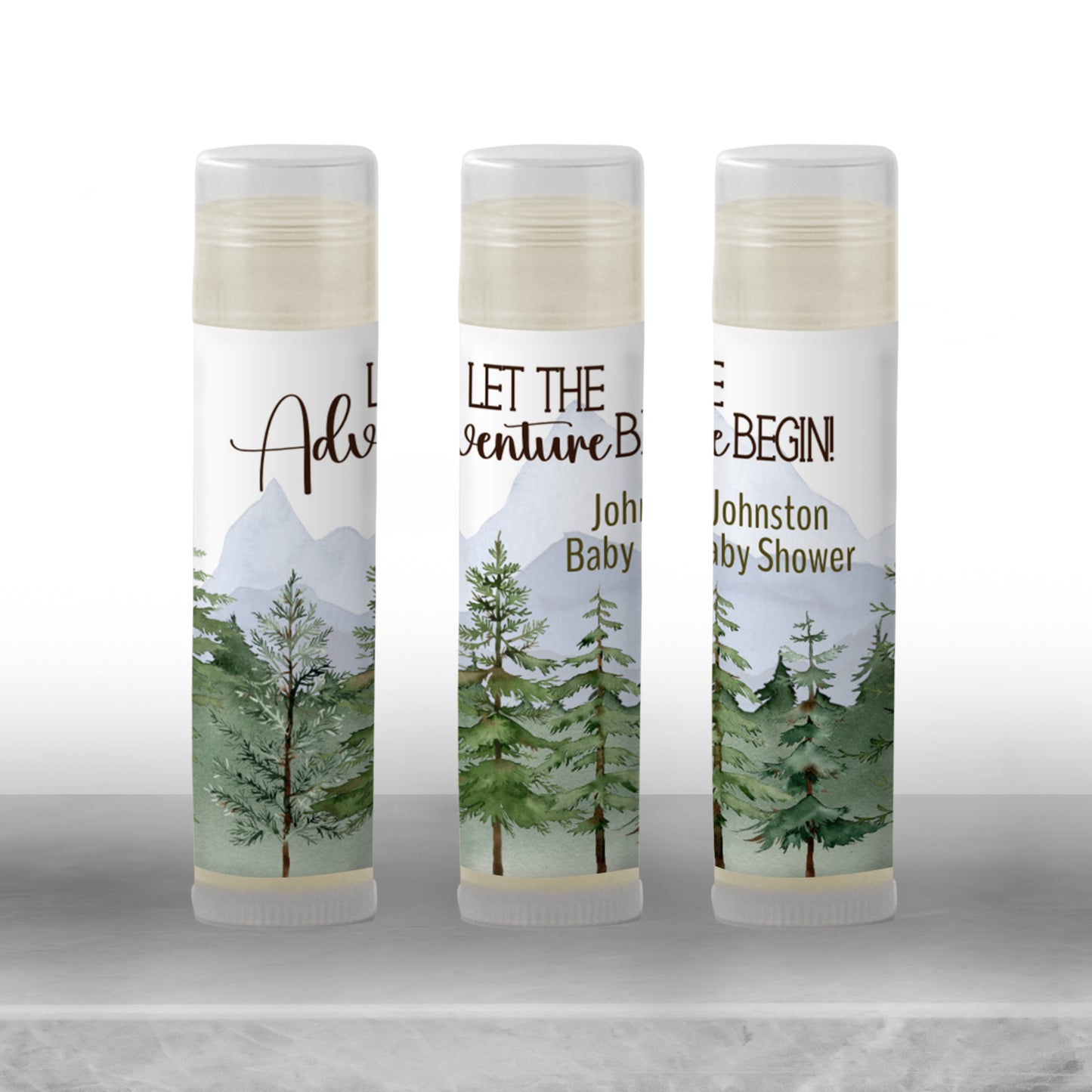 Let the Adventure Begin Baby Shower Favors | Chapstick Party Favor Travel Theme Lip Balm Favor | Labels Only or with Vanilla Lip Balms, 2403
