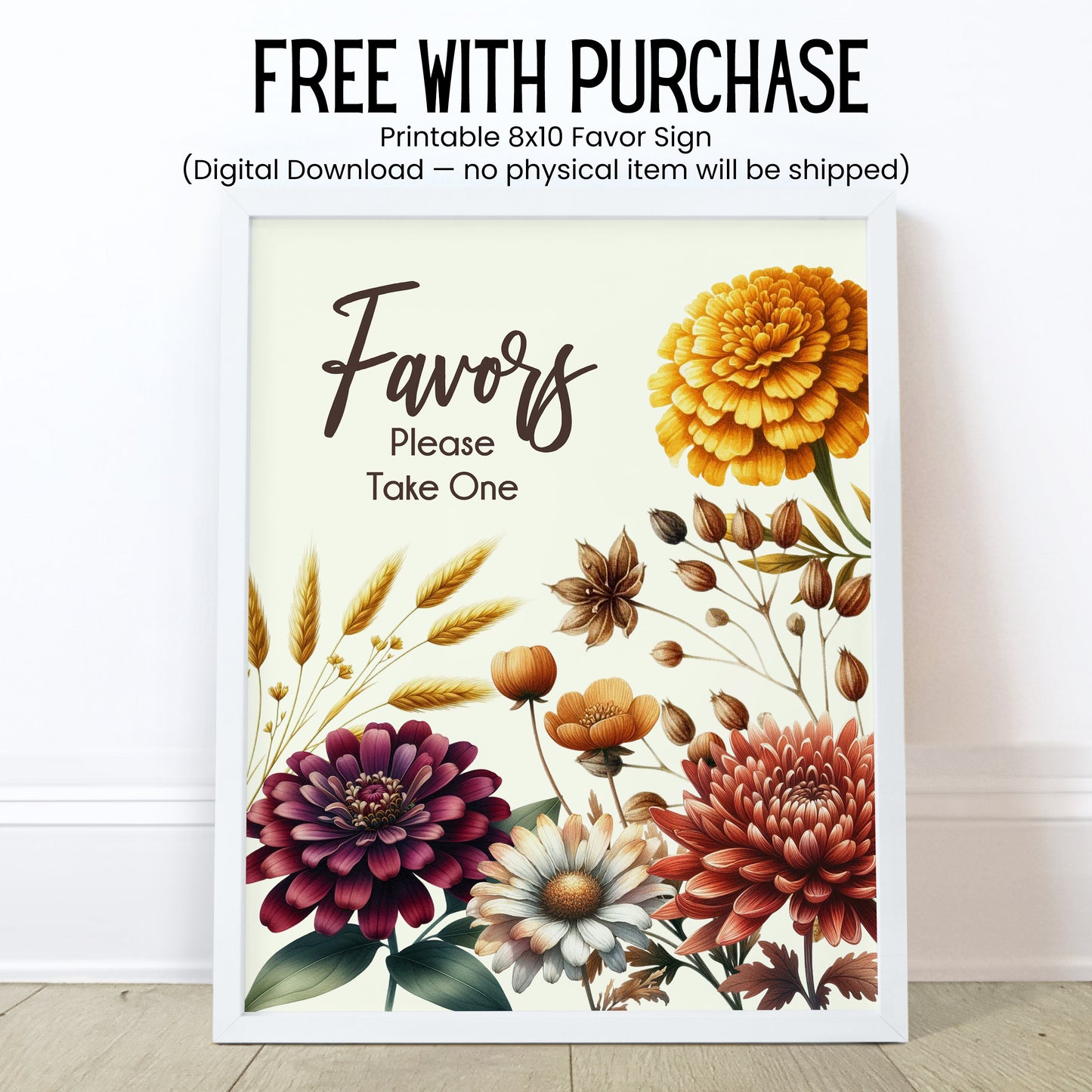 Fall Wedding Favors PRINTED Lip Balm Labels or Lip Balm | Mums Floral Bridal Shower | Autumn Rustic Guest Gifts Personalized for You 2600