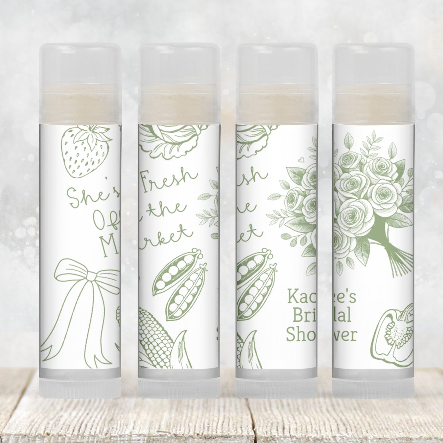 She’s Off the Market Chapstick Favors: Sage Green Bridal Shower or Bachelorette Gift