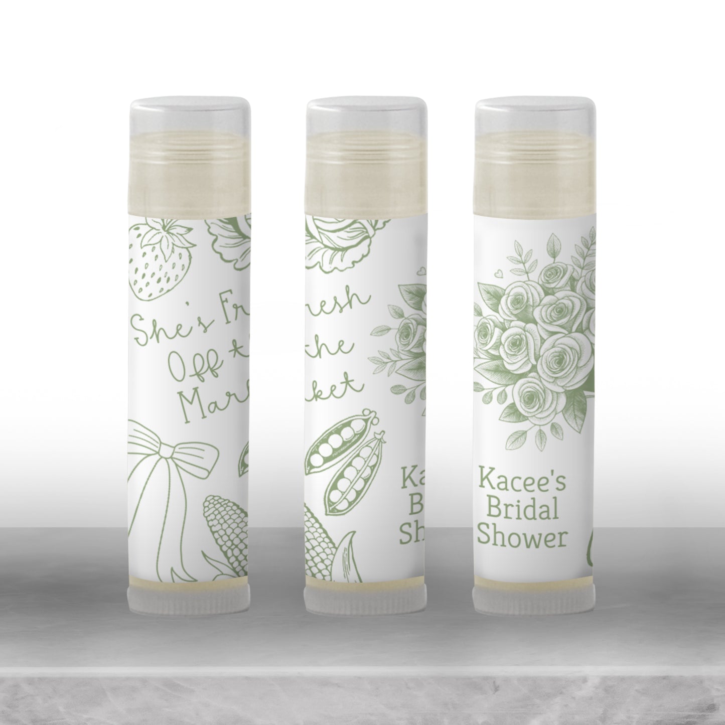 She’s Off the Market Chapstick Favors: Sage Green Bridal Shower or Bachelorette Gift