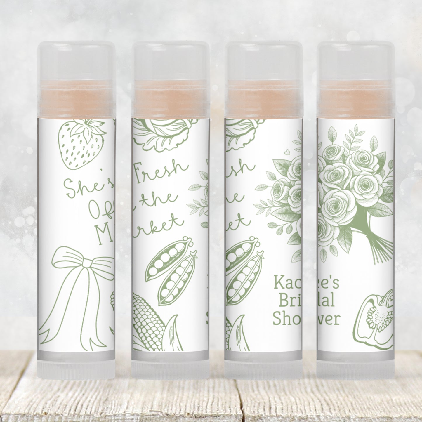 She’s Off the Market Lip Balm Label Template: Sage Green Bridal Shower or Bachelorette Favor