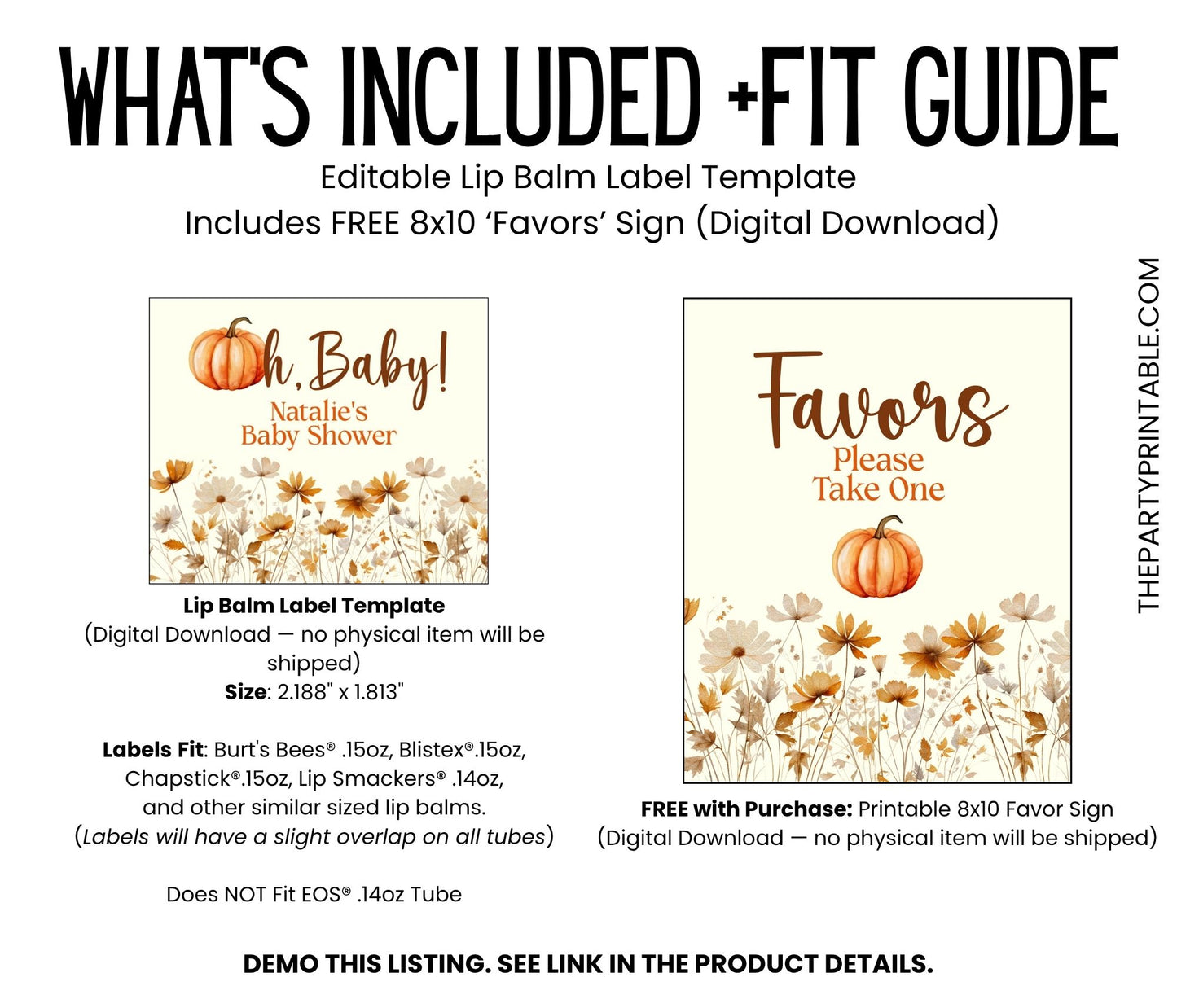 Oh Baby Pumpkin Lip Balm Label Template: Fall Baby Shower
