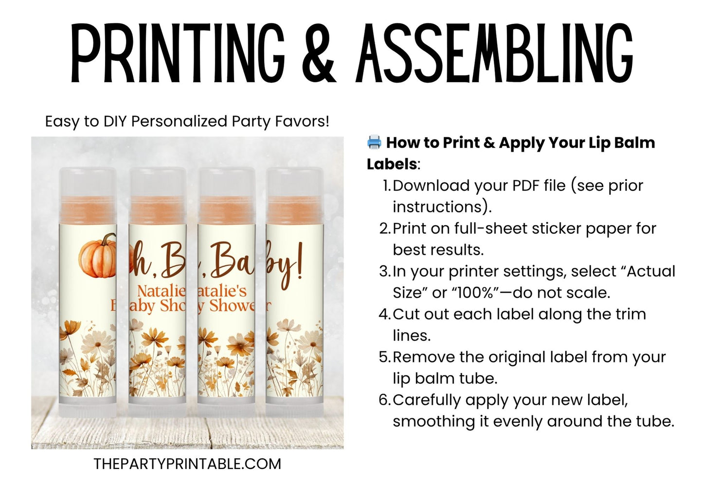 Oh Baby Pumpkin Lip Balm Label Template: Fall Baby Shower