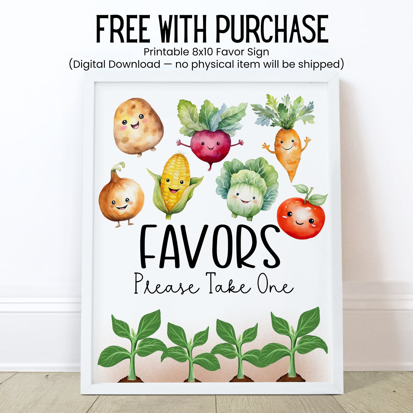Farm Fresh Baby Shower Lip Balm Label Template: Veggie Theme, Farmers Market Favor