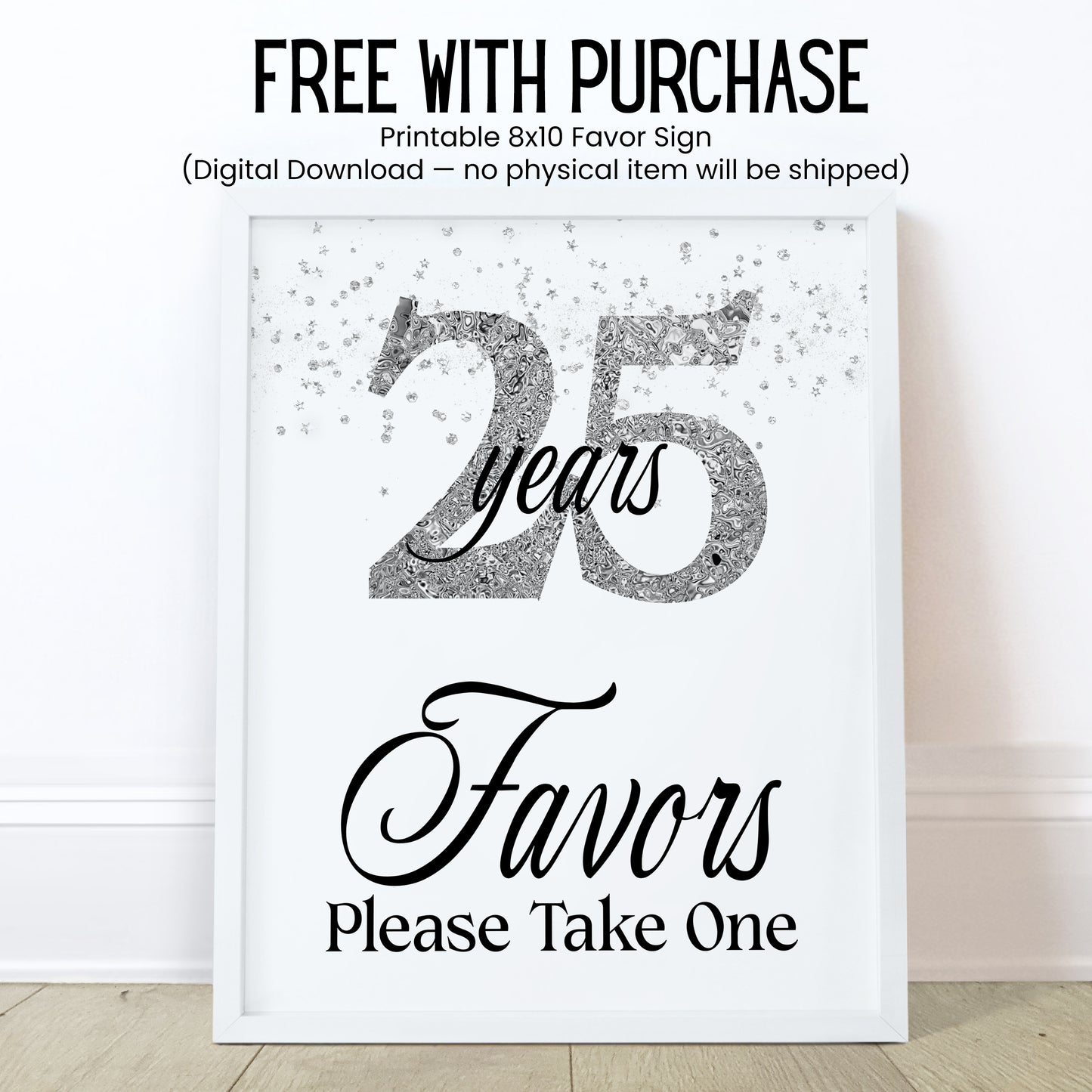 25th Wedding Anniversary Favor Lip Balm Label TEMPLATE | Editable Silver Anniversary Party | Printable 25 Years Celebration Sticker 3001