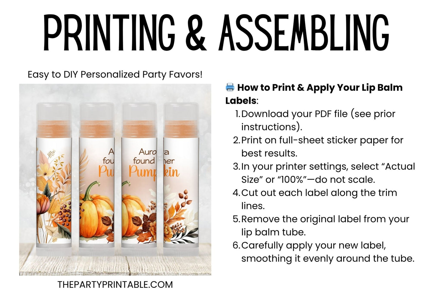 She Found Her Pumpkin Lip Balm Label Template: Fall Bridal Shower Favor