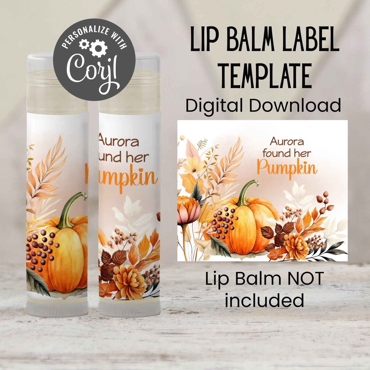 She Found Her Pumpkin Lip Balm Label Template: Fall Bridal Shower Favor
