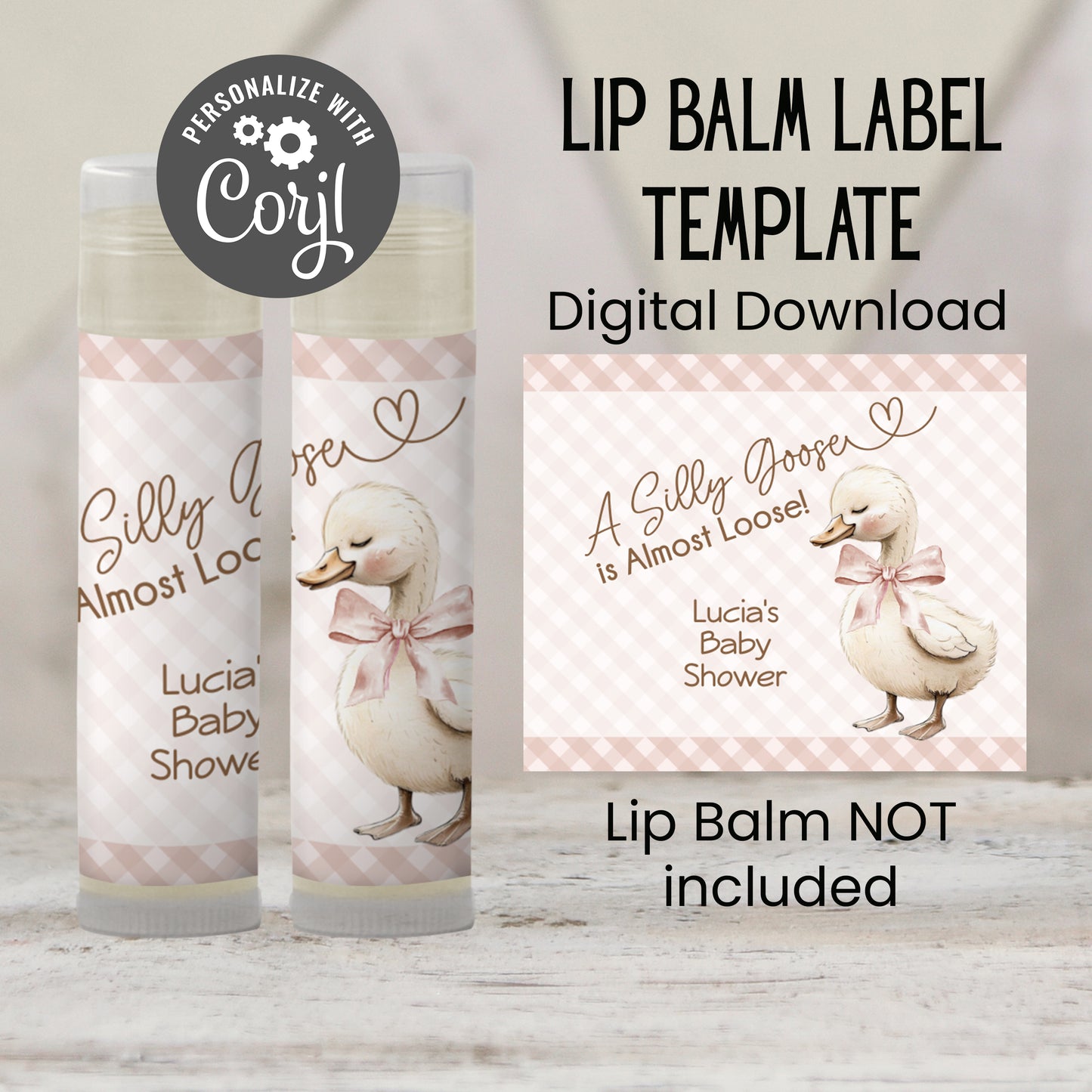 Silly Goose Baby Shower Chapstick Label Template: Gender Neutral (Digital Download)