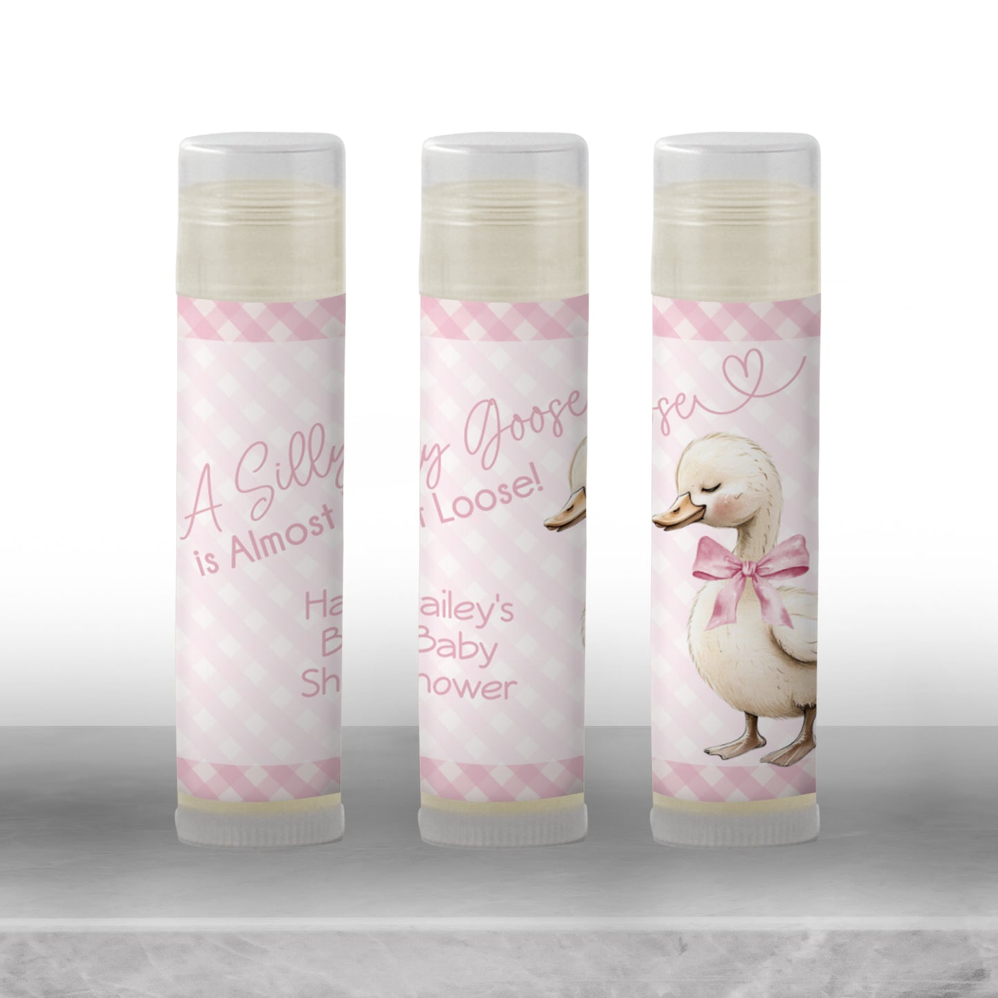Pink Silly Goose Is Almost Loose Baby Shower Lip Balm Favors: Girl Chapstick Guest Gift