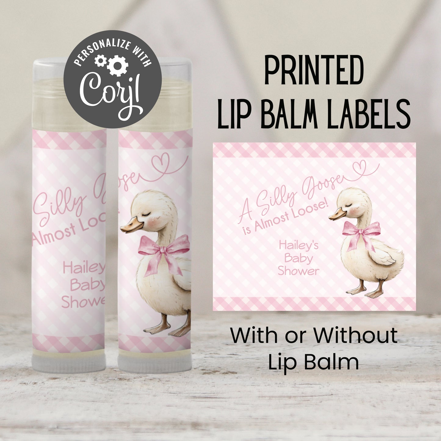 Pink Silly Goose Is Almost Loose Baby Shower Lip Balm Favors: Girl Chapstick Guest Gift