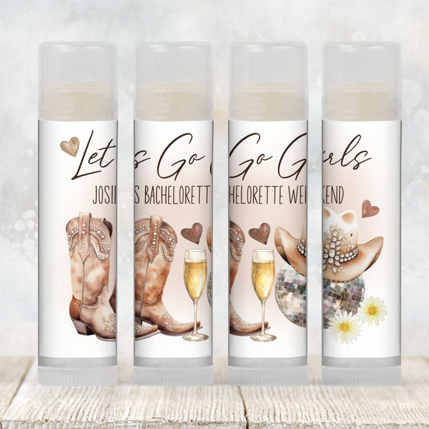 Let's Go Girls Bachelorette Favors PRINTED Lip Balm Labels or Lip Balm | Western Cowgirl Party | Nashville Nash Bash Bride Gift 3200
