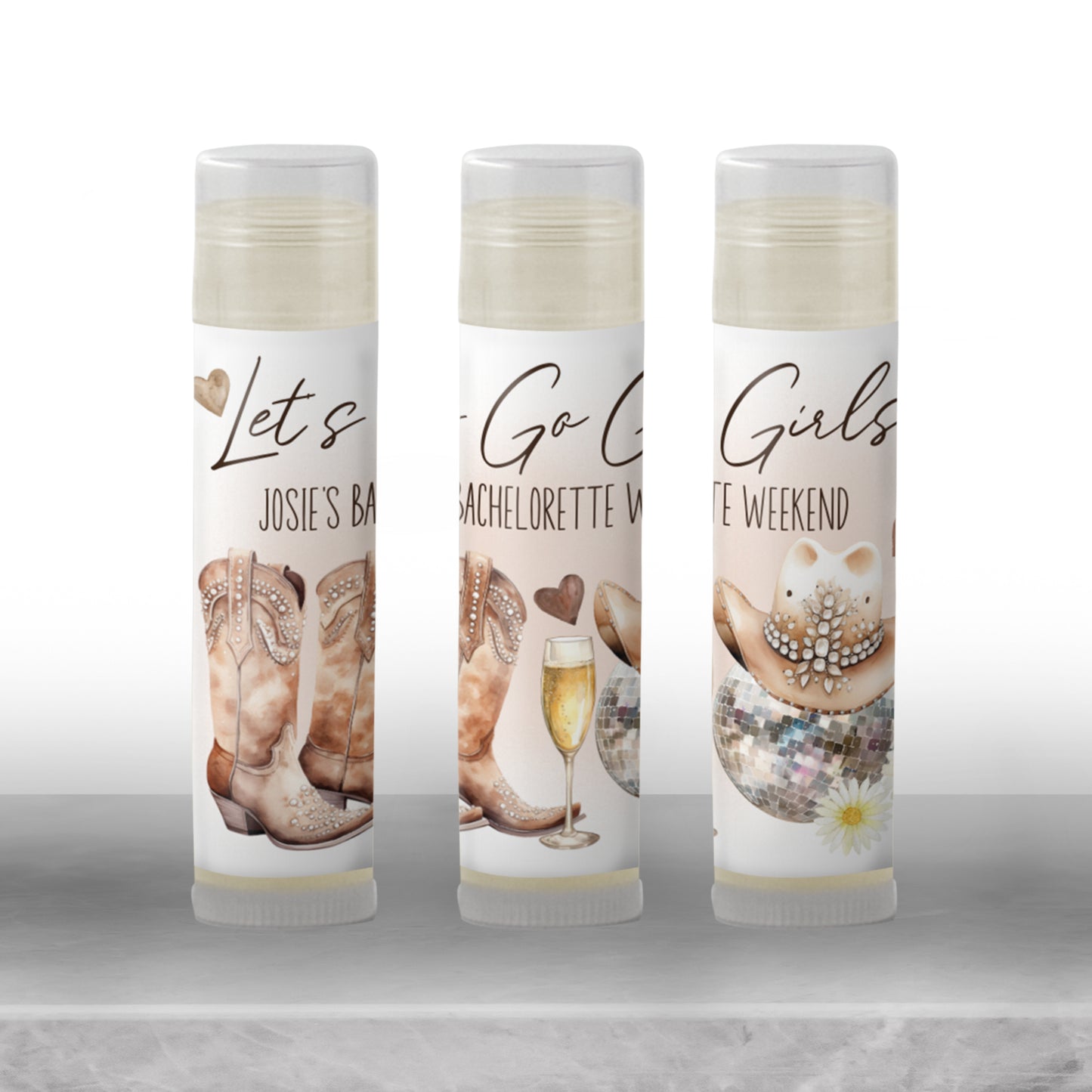 Let's Go Girls Bachelorette Favor Lip Balm Label TEMPLATE | Editable Cowgirl Western Party | Nashville Printable Chapstick Sticker 3200