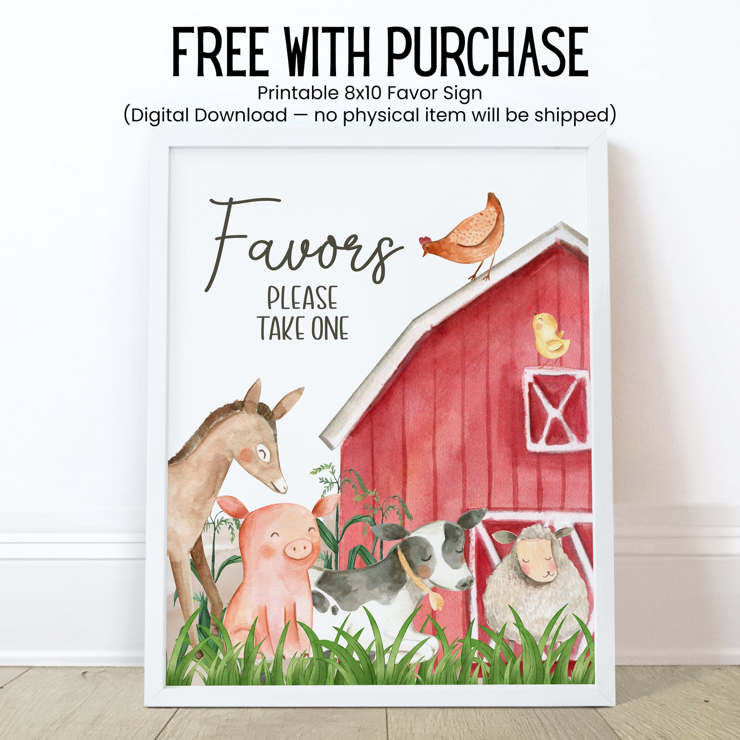 Editable Farm Baby Shower Favors | Chapstick Favor | Barnyard Baby Shower Favors | Farm Animals 1st Birthday Party Favors for Guests, 3202