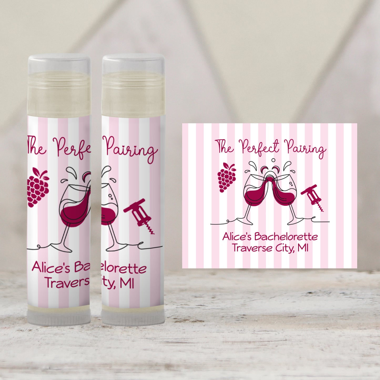 Printable Wine Theme Lip Balm Label TEMPLATE | Vino Bachelorette Favor | Vineyard Bridal Shower | Editable Girls Night Out Chapstick, 3203