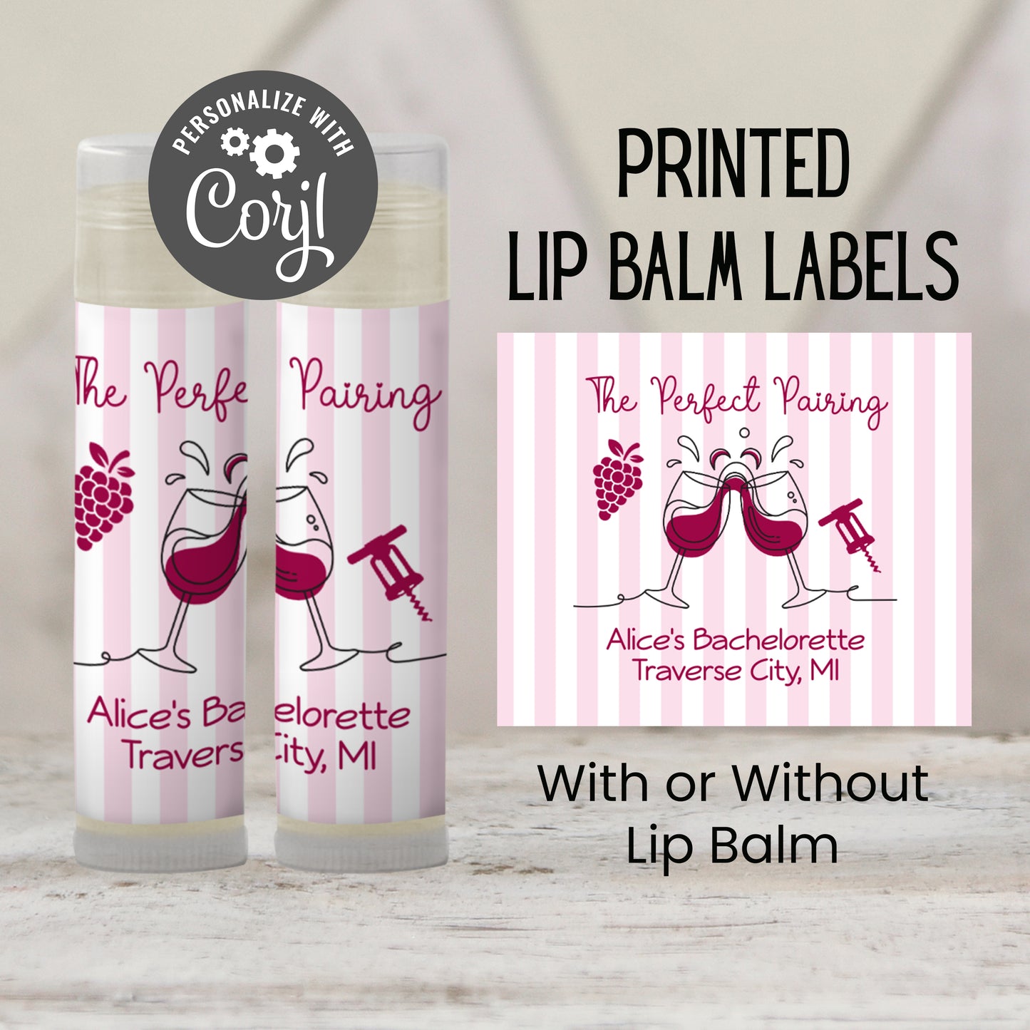 Vineyard Bachelorette Party Favors | Chapstick Favor | Wine Themed Party Favors | Vino Before Vows | The Perfect Pairing Bridal Shower, 3203